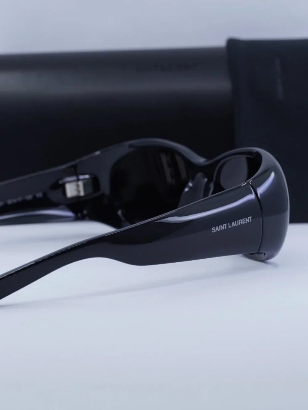Saint Laurent SL736 001 Oval Sunglasses - Black / Black